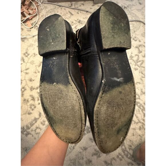 Tory Burch Black Leather Jess Riding Boots Gold Tone Heel Stirrup 7.5 - Picture 6 of 11